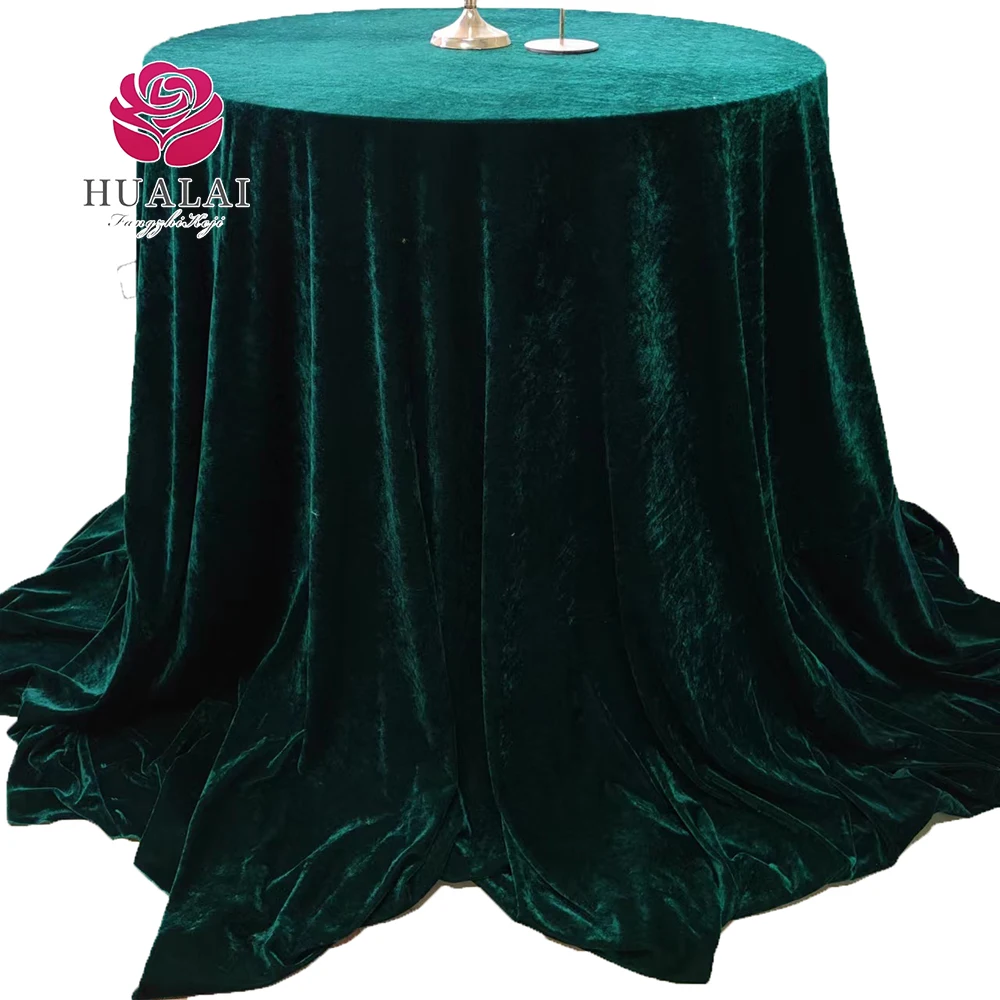 custom 90*132 emerald green soft velvet polyester round table cloths for wedding banquet party