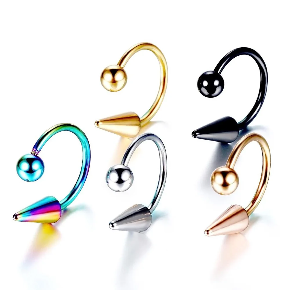 DAIHE Fashion Pointed Cone Round Ball Stainless Steel Lip Nail Fine Piercing Jewelry Titanium Jewelry Labret