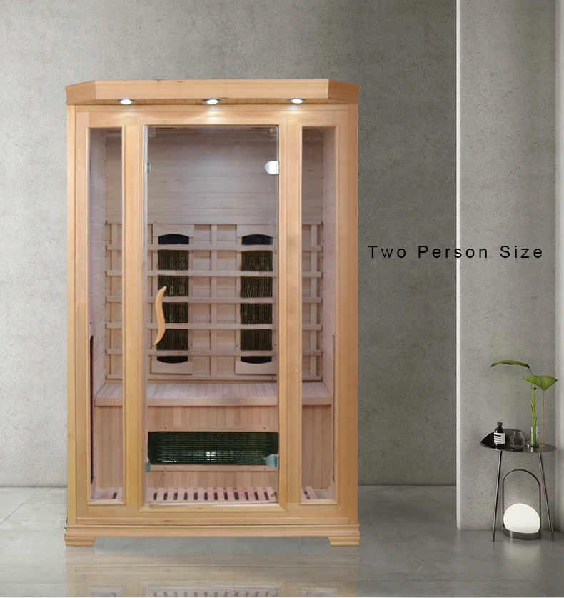 Factory Price Canadian Hemlock Wooden 2 Person Home Far Infrared Dry Sauna Room