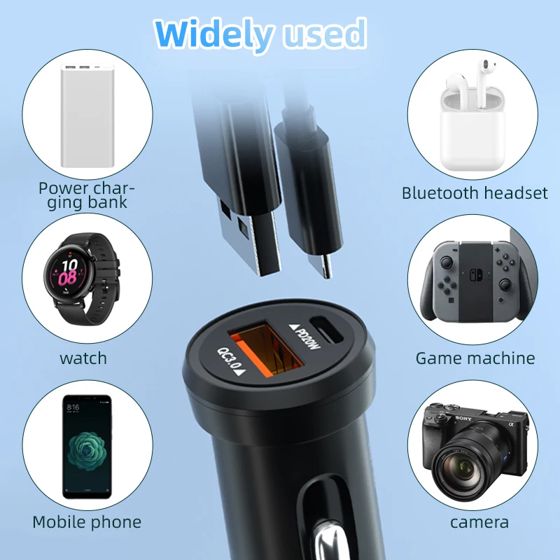 PD30W quick charing factory free sample 12V 24V customized universal type C ports fast mobile phone car power charger adapter