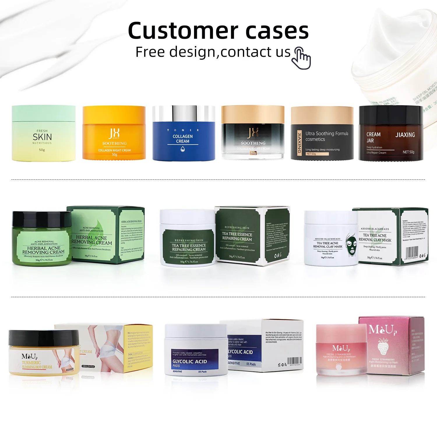 Black skincare packaging cosmetic bottle and jar round 50g glass face cream jar 30 ml hair oil serum dropper bottle