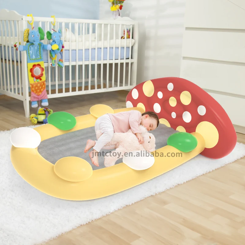 Forest style travel children flocked air mattress Mushroom shaped backrest inflatable bed for kids