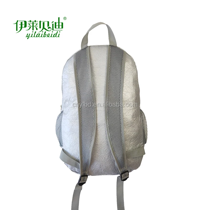 Silver Black Eco-friendly Waterproof Tyvek Foldable Backpack Lightweight Reusable Tyvek Folding Backpack Anti-tear Anti-wrinkl