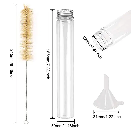 12*75mm Round Bottom Plastic Test Tube Sample Tubes with Screw Lab