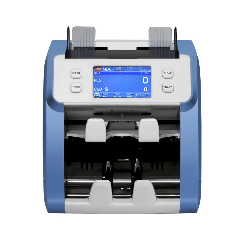 2 pockets Heavy Duty vertical 4.3 touch TFT display mixed denomination money counter sorter