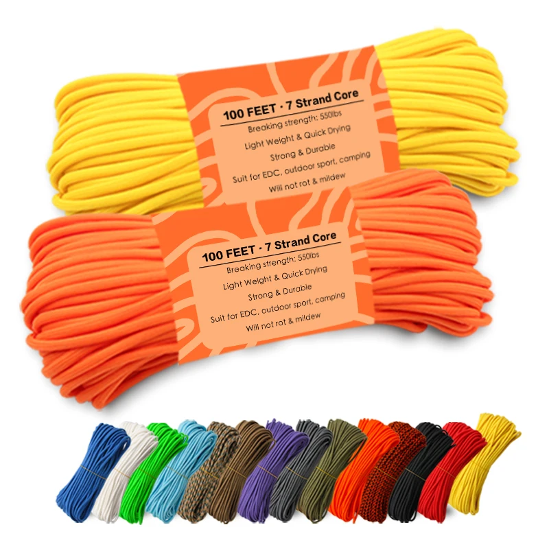 Baiyuheng Custom High Quality Nylon Braided Rope 3mm 4mm 5mm 6mm 7mm Paracord 1000 ft outdoor climbing working rope