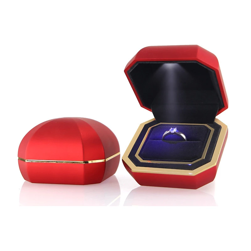 2021new design led light jewelry packaging box led jewelry ring box With Light Ring Led Box Jewelry