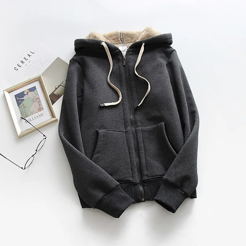 New Japan Korea version plush thickened casual hooded sweatshirt sweatpants suit for Autumn & Winter Hot Sale