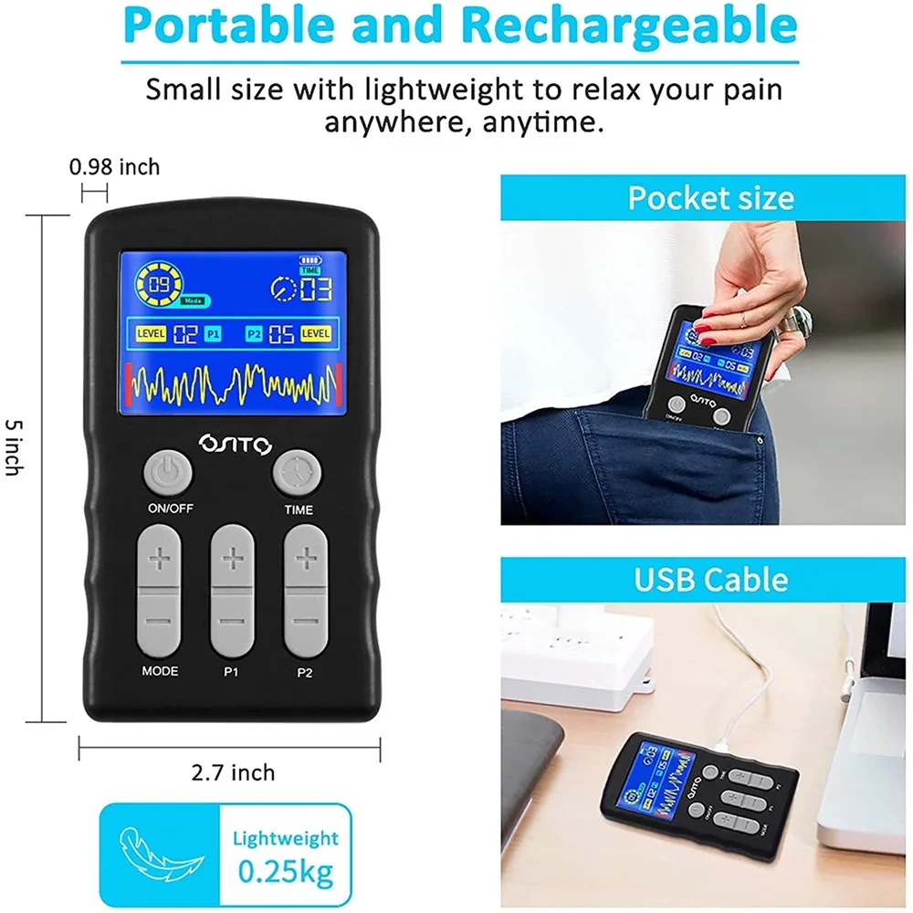 Ems machine tense unis with usb and power supply for back knee pain relief