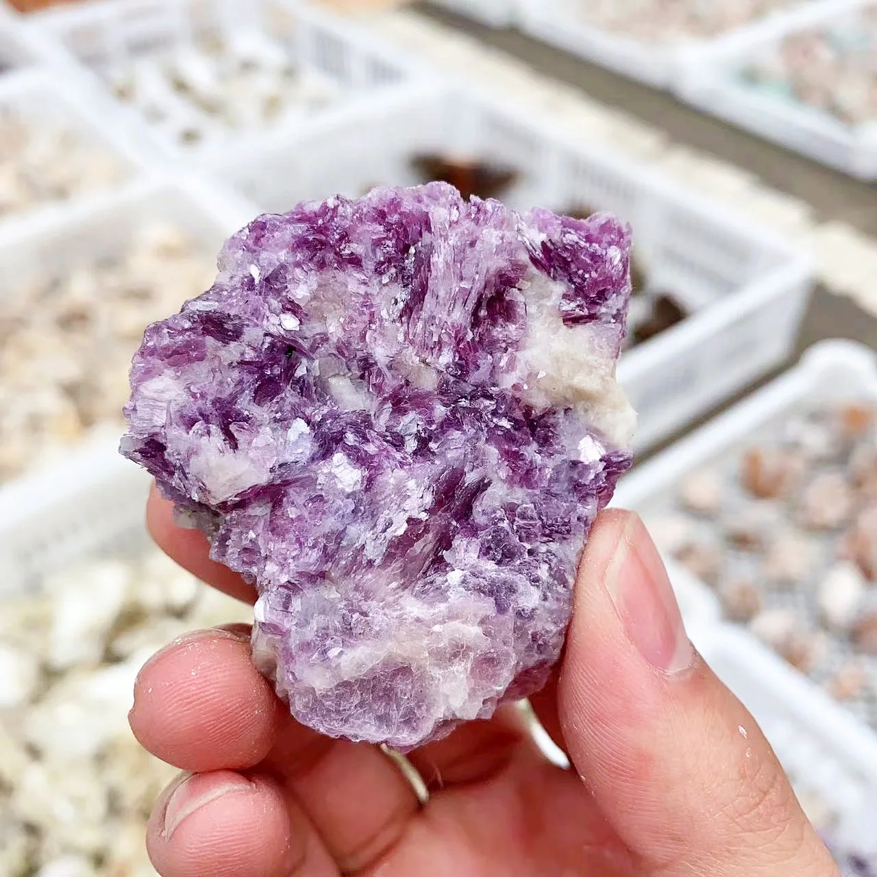 Natural Energ Rough Crystal Mineral Specimen Rare Purple Mica Raw Stone for Healing Decorate