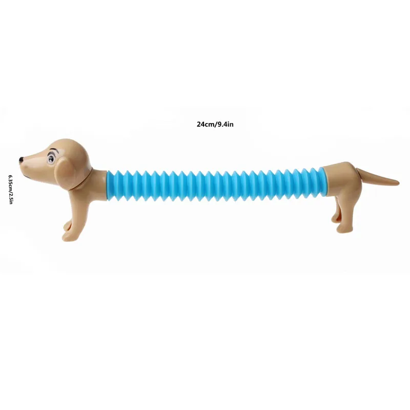 Hot Sale Funny Animal Pop Tubes Stretch Retractable Dog  Sensory Decompression Pipe Toys