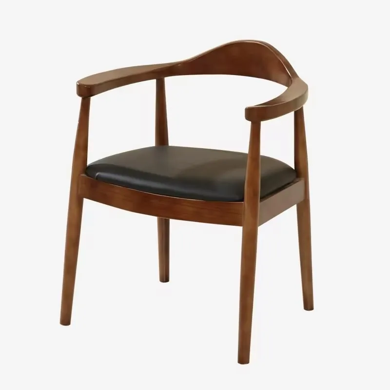 All Solid Wood Nordic Chair with Tufted Armrest Back Horn for Outdoor Hotel Bedroom School Dining Study Leisure Office Use