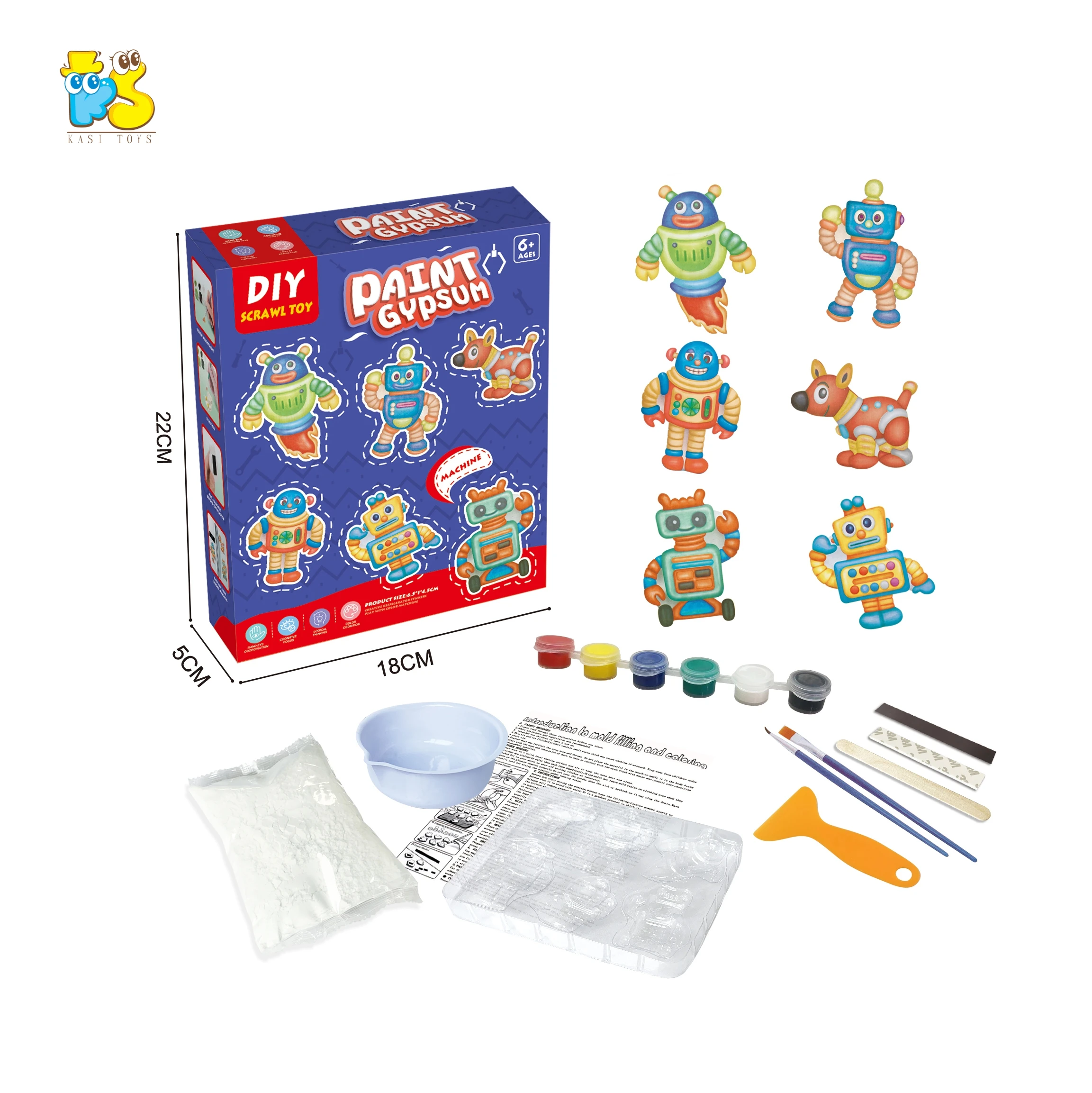 KS DIY Arts Crafts Ceramics Plaster Painting Toys Kids Educational Dinosaur Mold Gypsum Painting Kit Toy