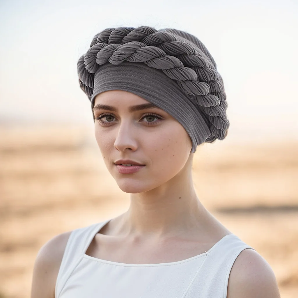 African Hat Double Twist Instant Gele Nigerian Wedding Ready To Wear Turban Head Wraps For Women braided Muslim hat