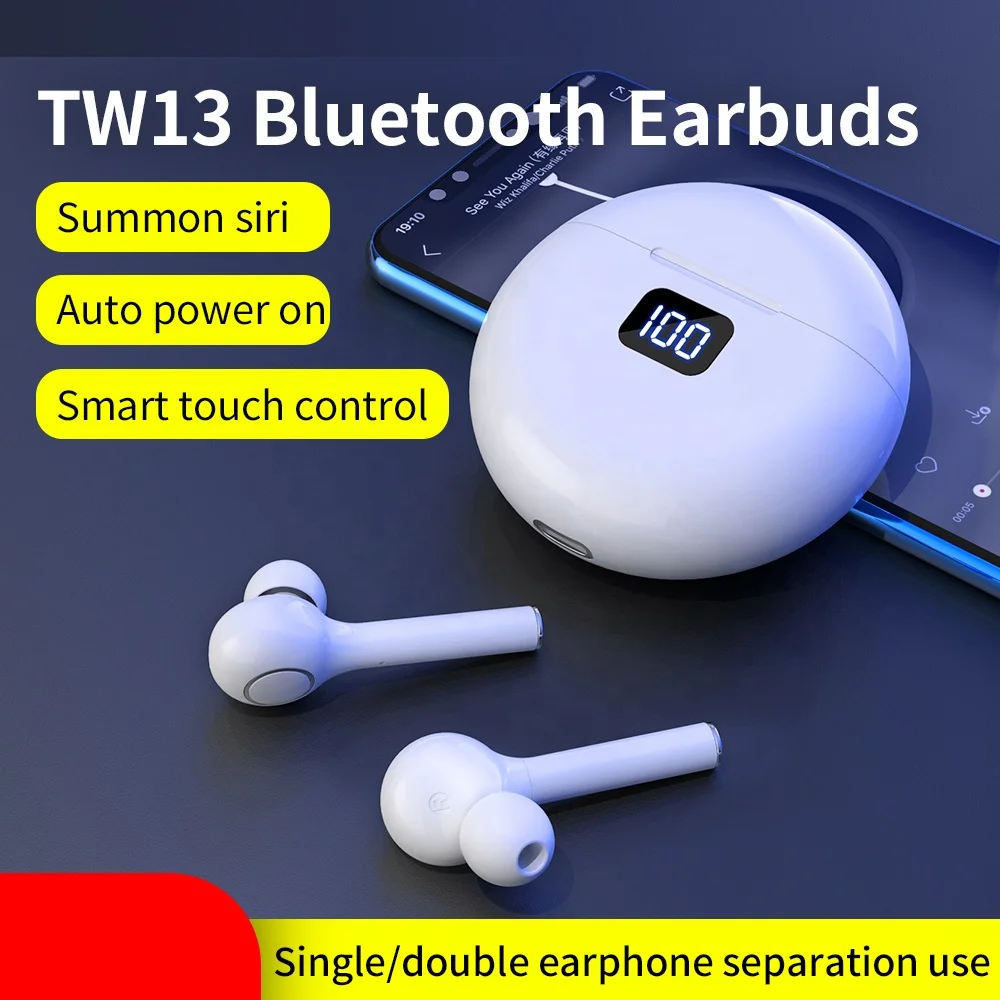 Горячая Распродажа TW13 Беспроводные стереонаушники TWS наушники со светодиодным цифровым дисплеем сенсорное