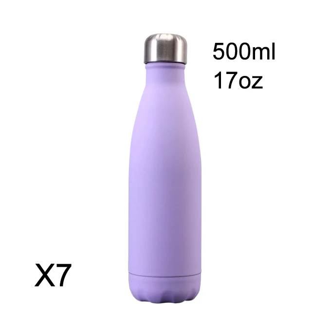 Drinkware Vacuum Flask 17Oz Black Stainless Steel Water BottIe Cola Shaped Water Bottle, Rubber Paint 500ml Cola Thermal