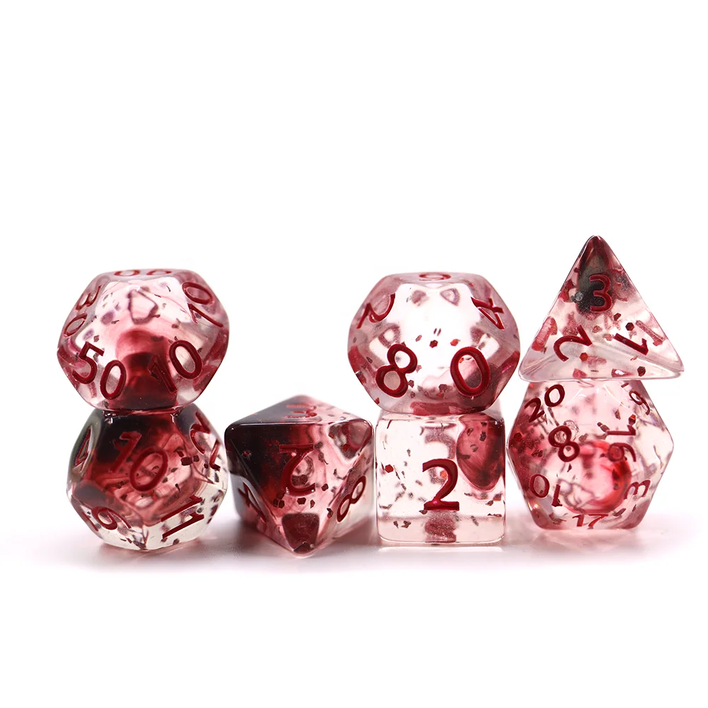 Low price shinny flake inject round edge multi sided board dnd dice