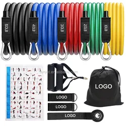 Wholesale Custom Logo 11Pcs Elastic Fitness Workout Gym Exercise Resistance Bands With Dropshipping