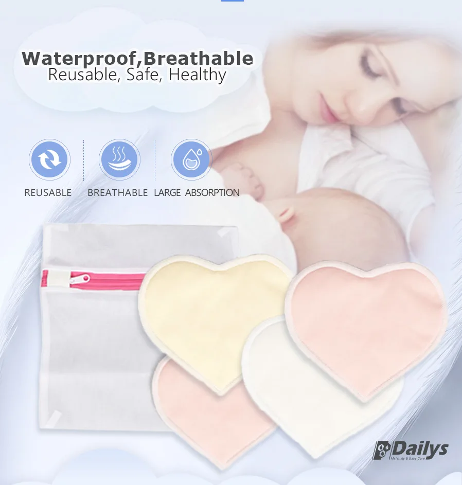 high absorbent reusable soft amazon hot sale washable organic bamboo  nursing breast pads