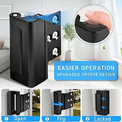 Extra safety defender home security door lock  satin nickel child proof night latch lock door reinforcer