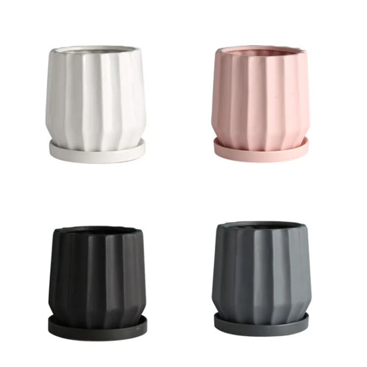 Тисненые Матовые Белые Розовые серые черные керамические цветочные горшки Y0243