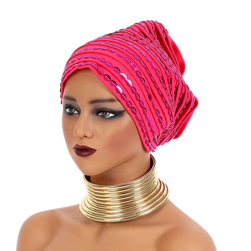 2024New Handmade Beaded Fashionable Turban Hat Muslim  Women Luxury Jewely Bonnet Head Scarf Wrap Strech Muslim Wear Evening Hat