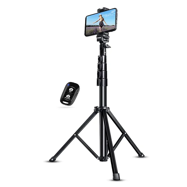 53in Retractable Aluminum Tripod with Wireless Remote and Phone Clip for TikTok Live,tripod stand for phone,video camera stand