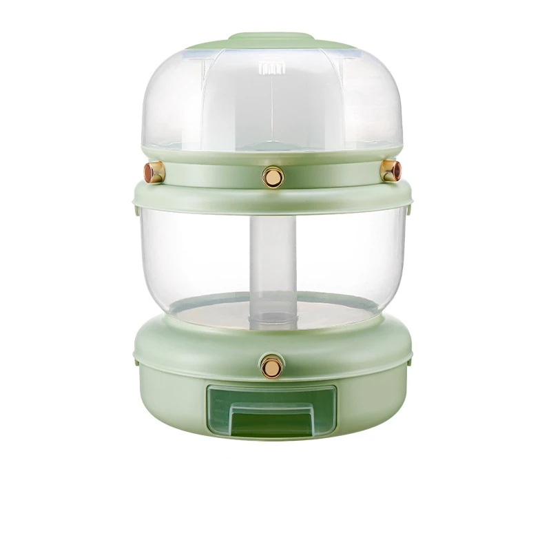 XJH Double Grain Dispenser 360° rotatable cereal box transparent rice bin with 7 individual compartments