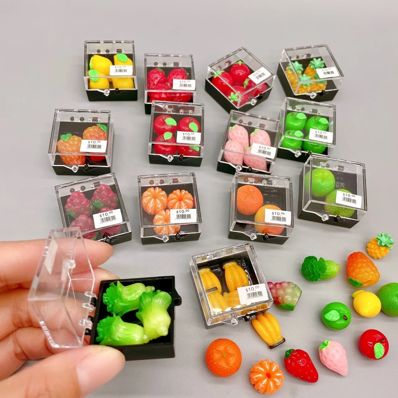 Dollhouse Boxed Vegetable & Fruit Shape dessert Set Miniature Food Play Accessories Bjd food