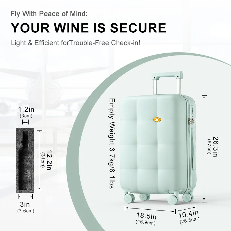 MGOB 2024 Wholesale PC Trolley Luxury TSA Code Fashion Lock 4 Spinner Wheels 10 Bottles Red Wine Luggage Suitcase Carry ons