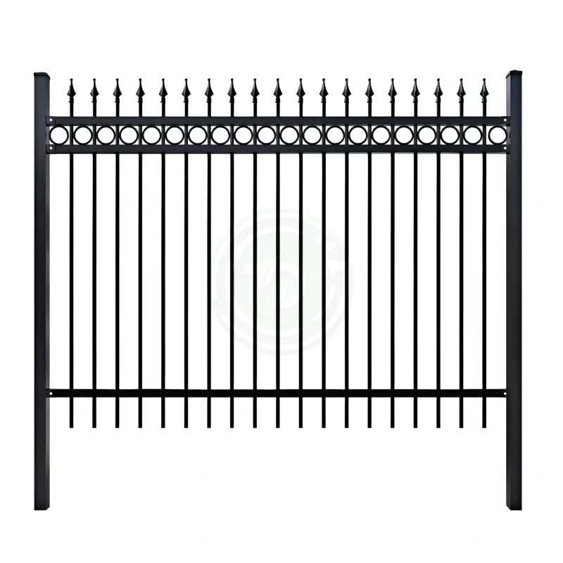 Outdoor Garden Security Powder Coated Steel Tubular Fence Wrought Iron Fence Panels Wrought Black Steel Picket Fence