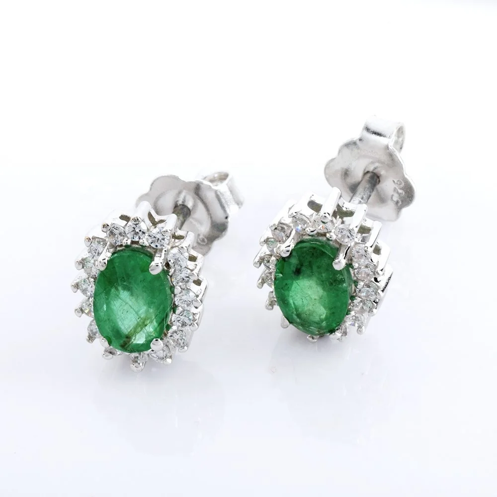 Handmade 925 Sterling Silver Earrings 18K Gold with Best Quality Colored Emerald Designed for Working Women