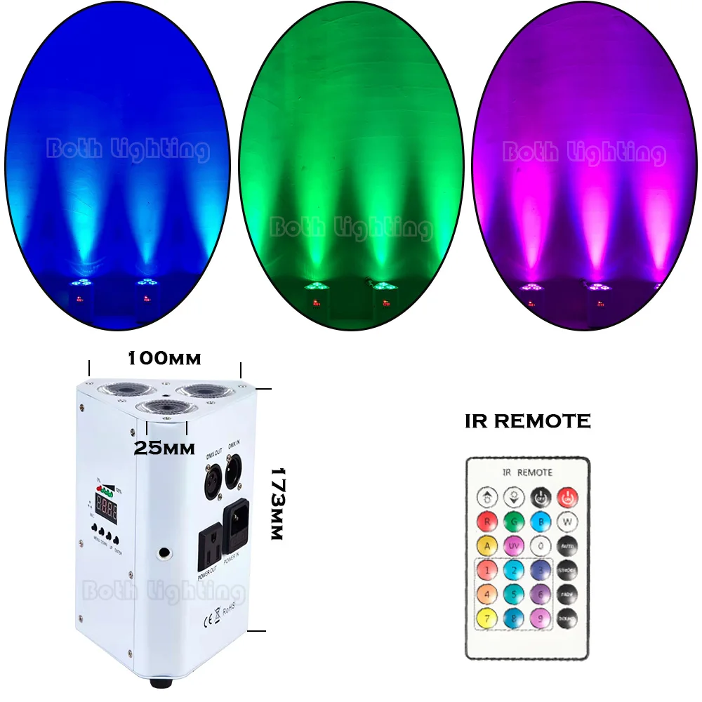 Bothlighting Led Wedge 3*18W LED Par Wedge Stage Lights Battery Wireless DMX Uplight For Wedding Party DJ Light Stage Lightings