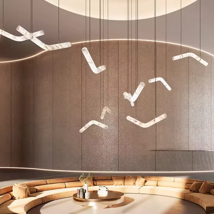 Strip Alabaster Living Room Minimalist Lamp Dining Room Plaster Chandelier Decorative Led Pendant Lights