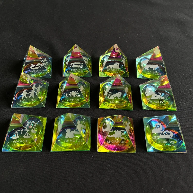Зодиак гороскоп стеклянная призма Пирамида Статуэтка Paperweight