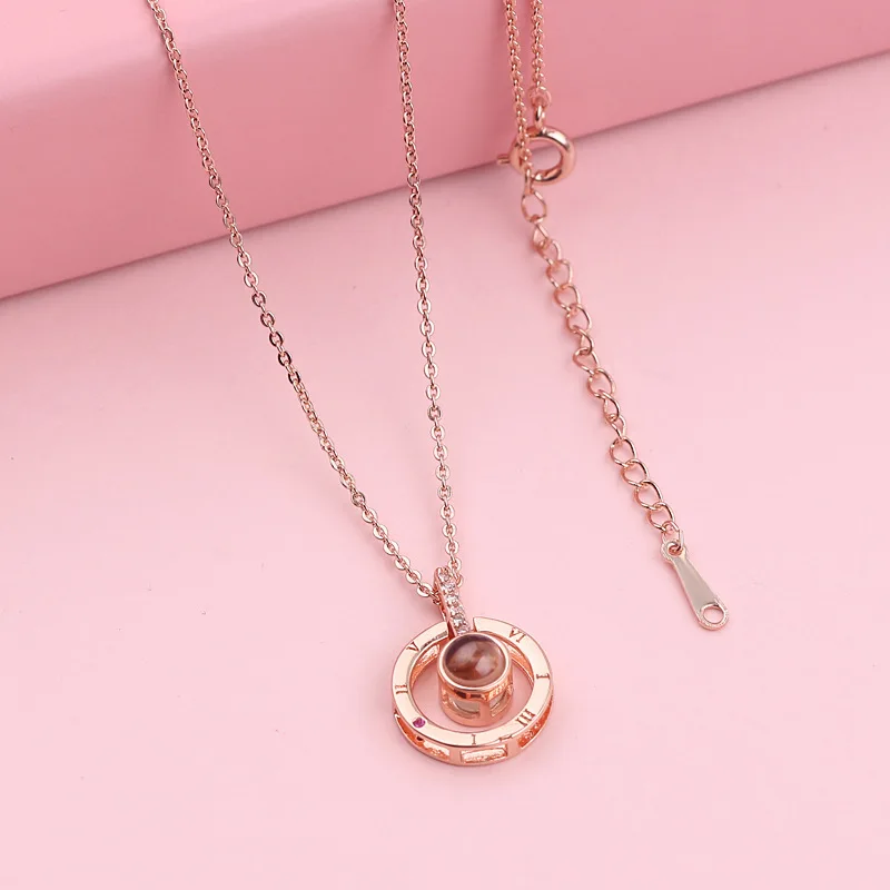 Romantic Jewelry 100 Languages I Love You Memory Projection Pendant Necklace