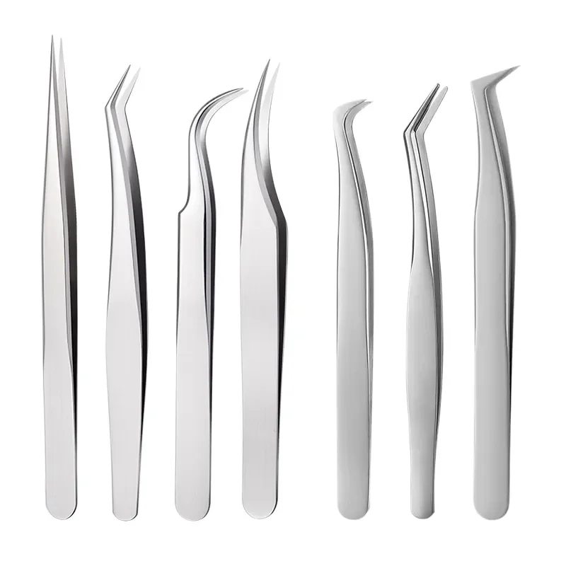 Professional Stainless Steel Eyelash Tweezers Private Custom False Eyelashes Extention Tweezers