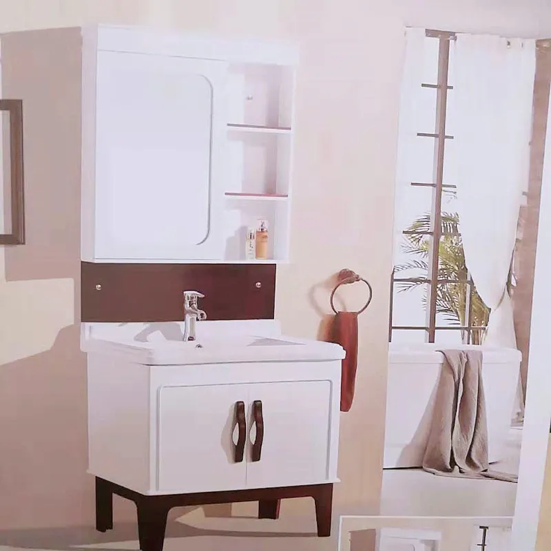 Decent Floor Mounted Bathroom Vanity Bathroom Vanity Cabinet Plywood Wood + Plywood with Mirror Modern with Led Light Solid