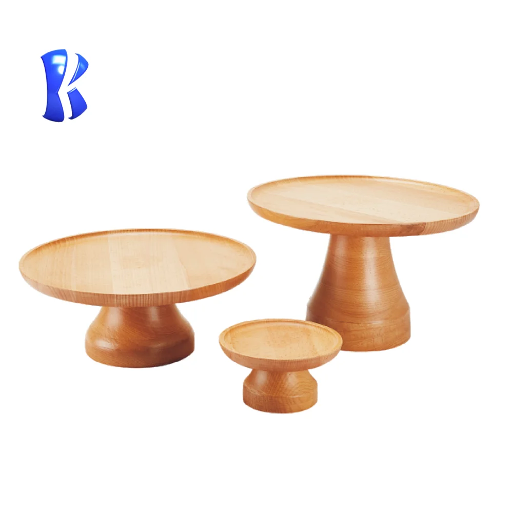 OKEY factory direct supply creative sapele cake rack hotel banquet cake display stand with round plate