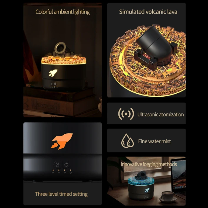 Volcano Fort mute essential oil diffuser jellyfish smoke ring portable desktop bedroom humidifier USB small diffuser