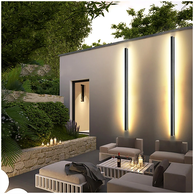 Nodic modern waterproof indoor long strip LED wall lamp villa garden home outside sconce Light up down light outdoor wall light