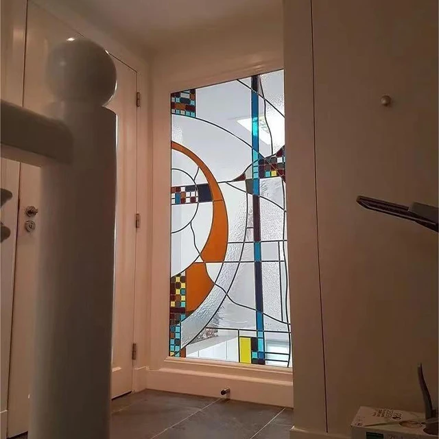 Decorative Stained Glass Mosaic Window Glass Door Villa Hall Stained Glass Windows Viewing