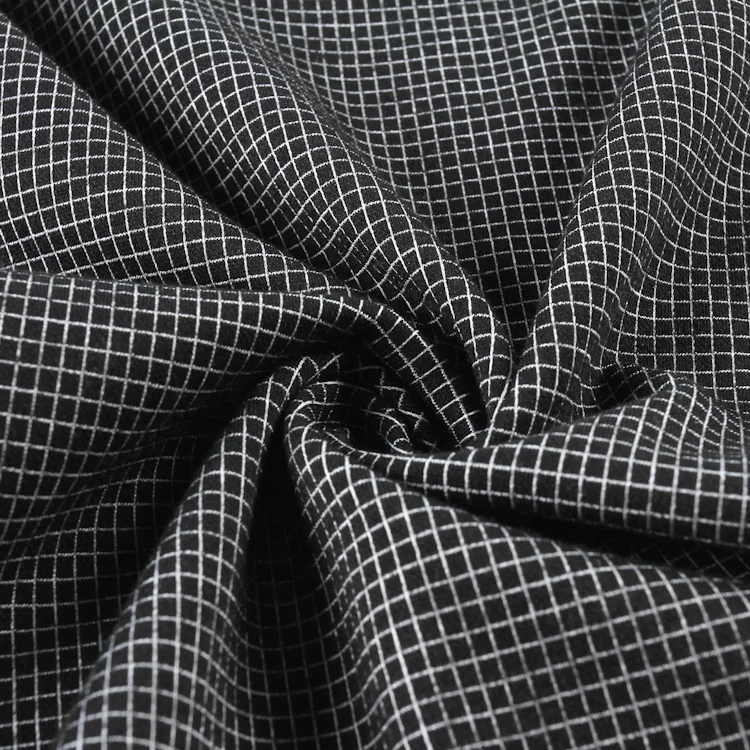 2021 Latest design small plaid china polyester spandex recycled jacquard fabric for pants