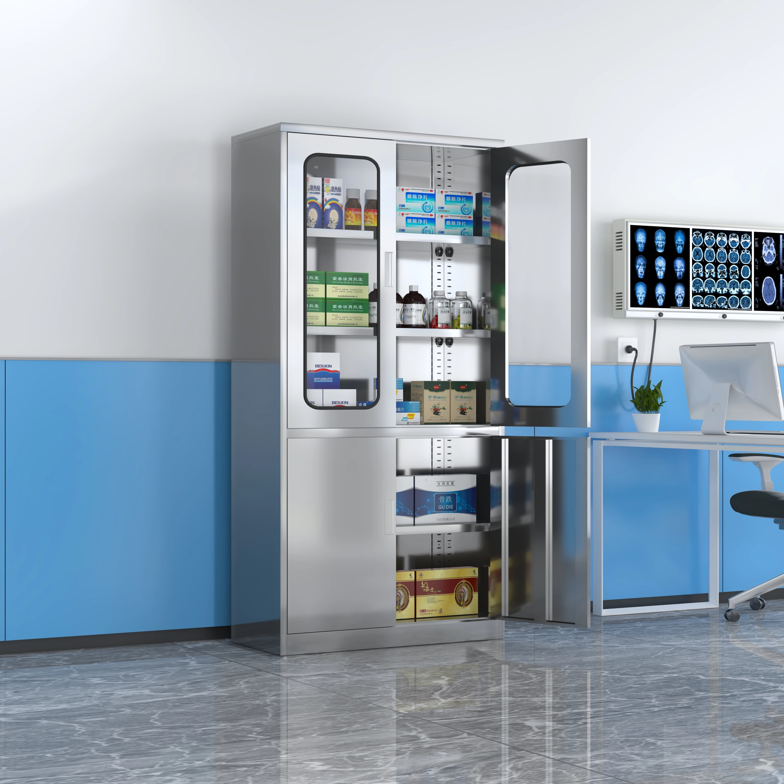 Factory directly Sale Stainless Steel Hospital Medicine Cabinet Medical Cupboard