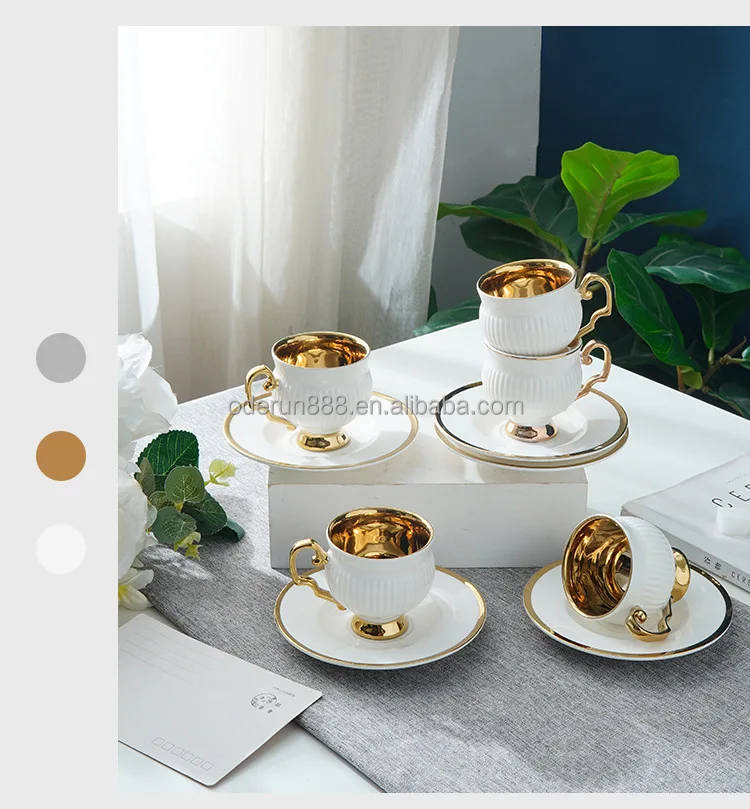 Cups Ceramic Gold Electroplating Personalized Cups Arabic PorcelainTurkish Coffee Cup and Saucer
