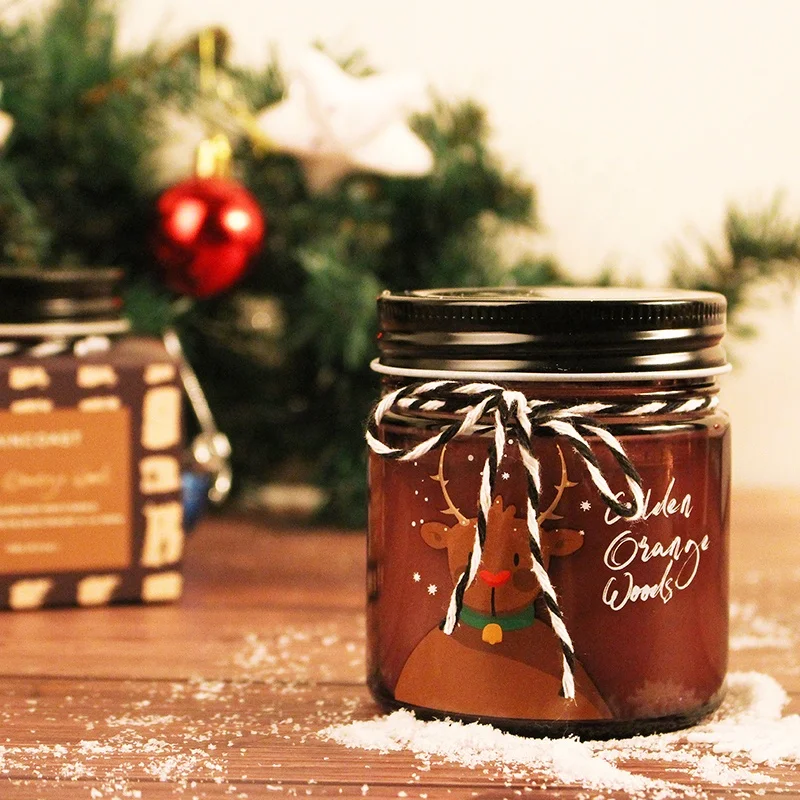 RAINCOAST Christmas Style Glass Candle 150g Private Label Soy Wax Scented Candles