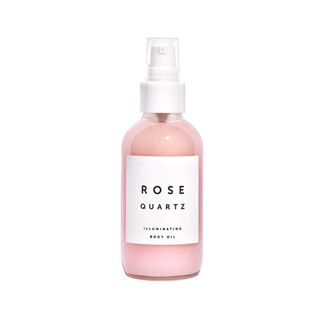 Private Label Natural Organic Glitter Shimmer Oil Moisturizer Spray Rose Gold Shimmering Body Oil for Face or Body Highlighter
