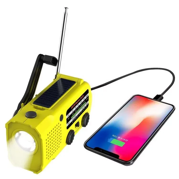 Hot sell Emergency solar hand crank led flashlight noaa am fm weather portable radio with 5000mAh power bank