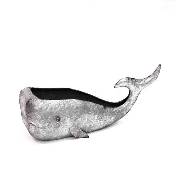 Wholesale shabby chic whale bucket farmhouse decor vase metal rustic patio flower pot holder  garden plant pot