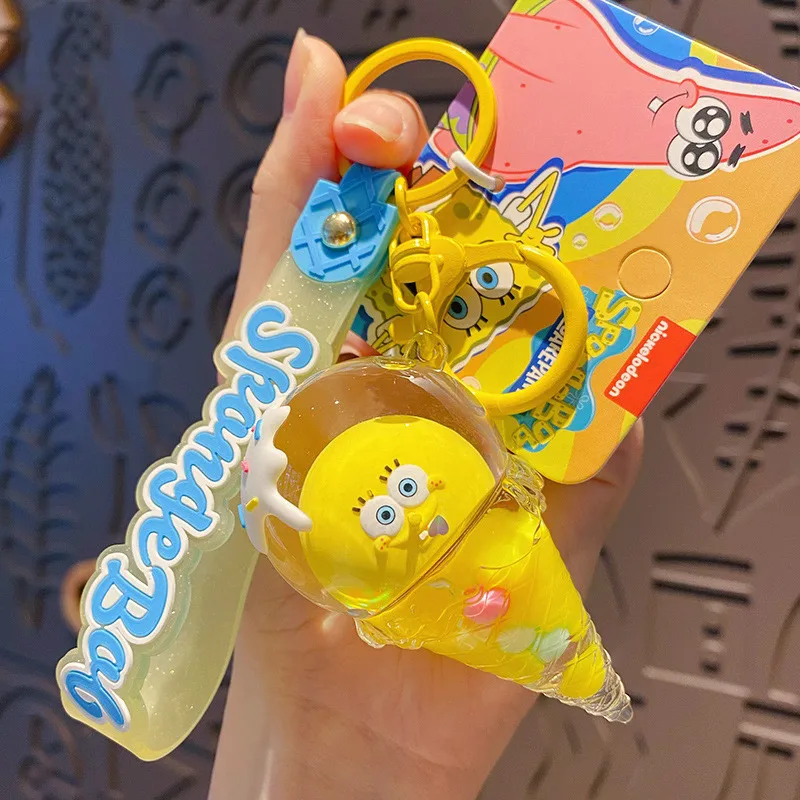 New Keyring Ice Cream Shape Acrylic Key Chain Cartoon Creative Cute Couple Quicksand Floating Liquid Keychain